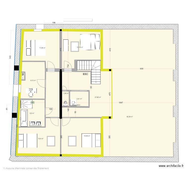 RDC & R+1-V2. Plan de 25 pièces et 478 m2