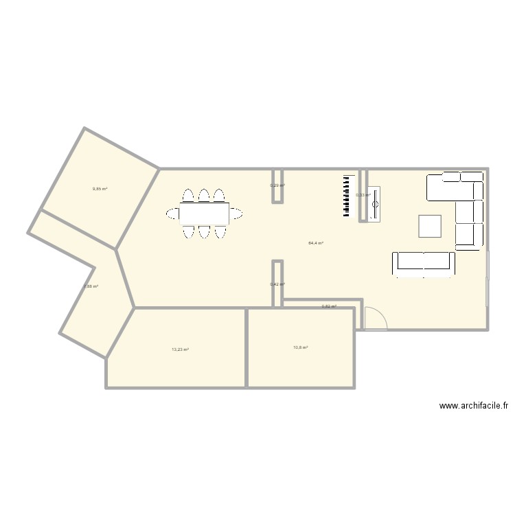 Maison V03D ext1. Plan de 9 pièces et 108 m2
