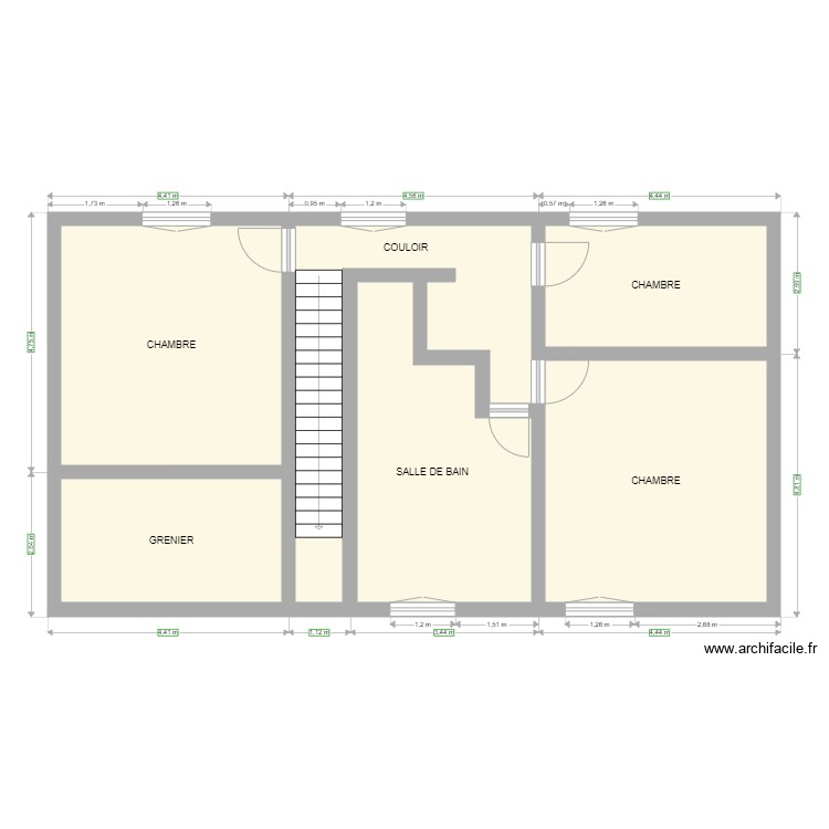 NECY ETAGE AVANT TRAVAUX. Plan de 0 pièce et 0 m2