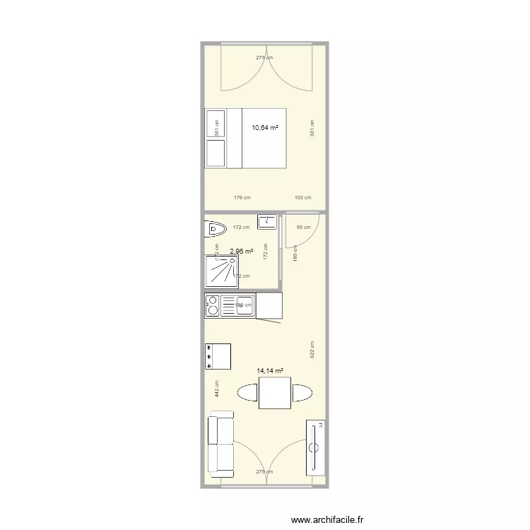 Appt 1 aubigny plan c&ocirc;t&eacute;. Plan de 