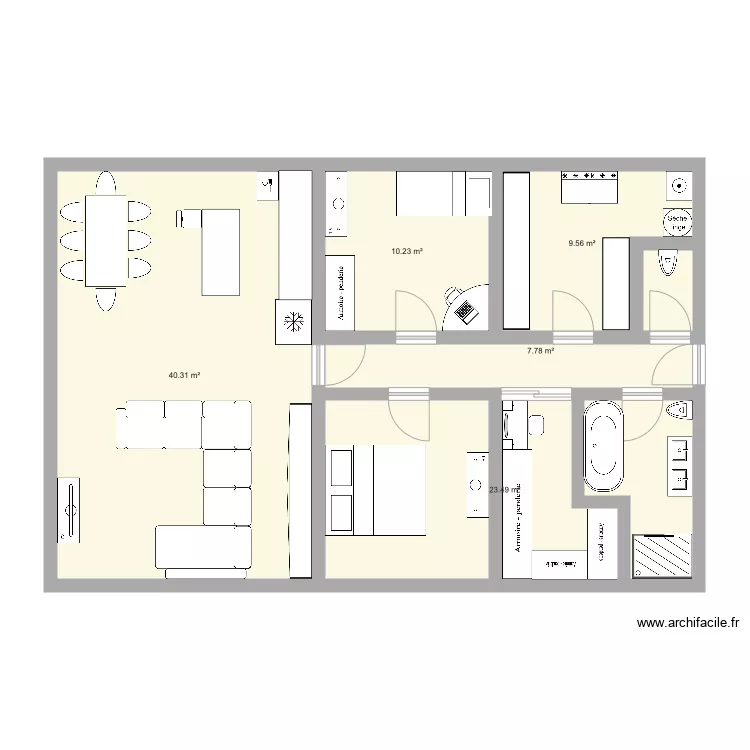 Appartement 100m2. Plan de 