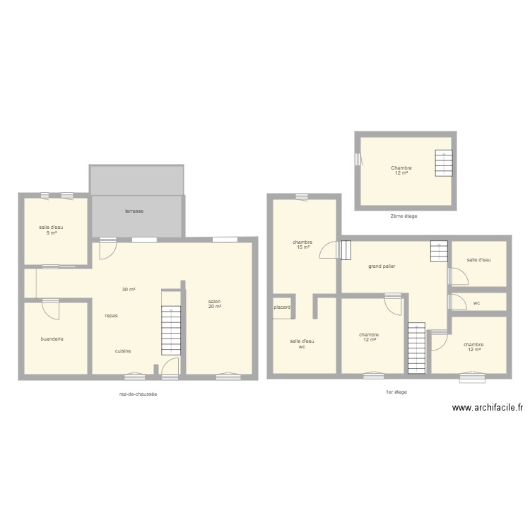 87G9293. Plan de 12 pièces et 169 m2