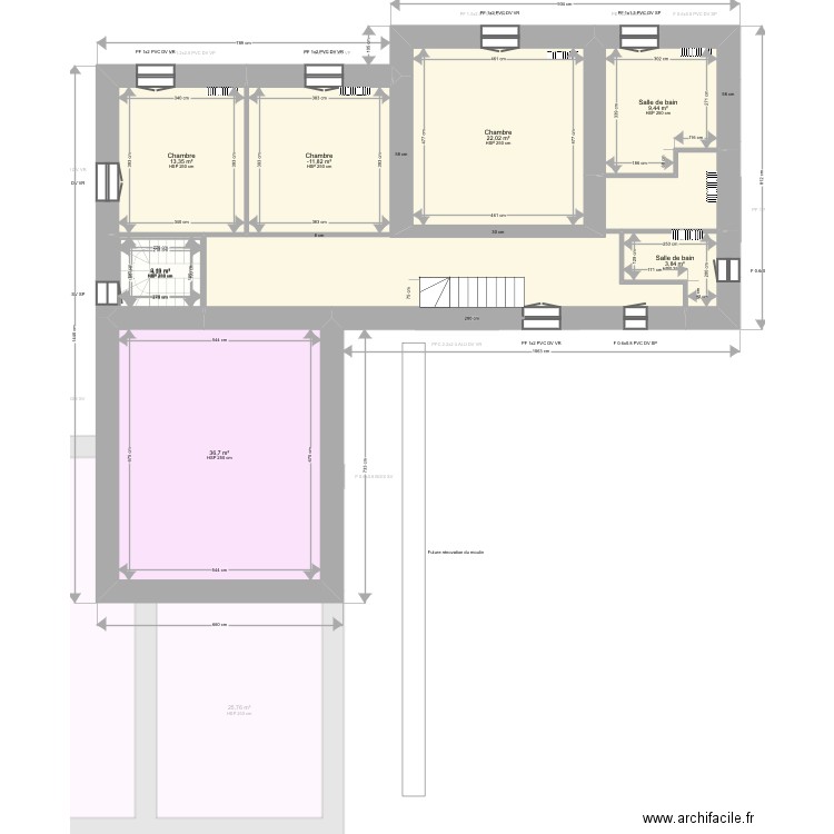 Andriananja. Plan de 22 pièces et 554 m2