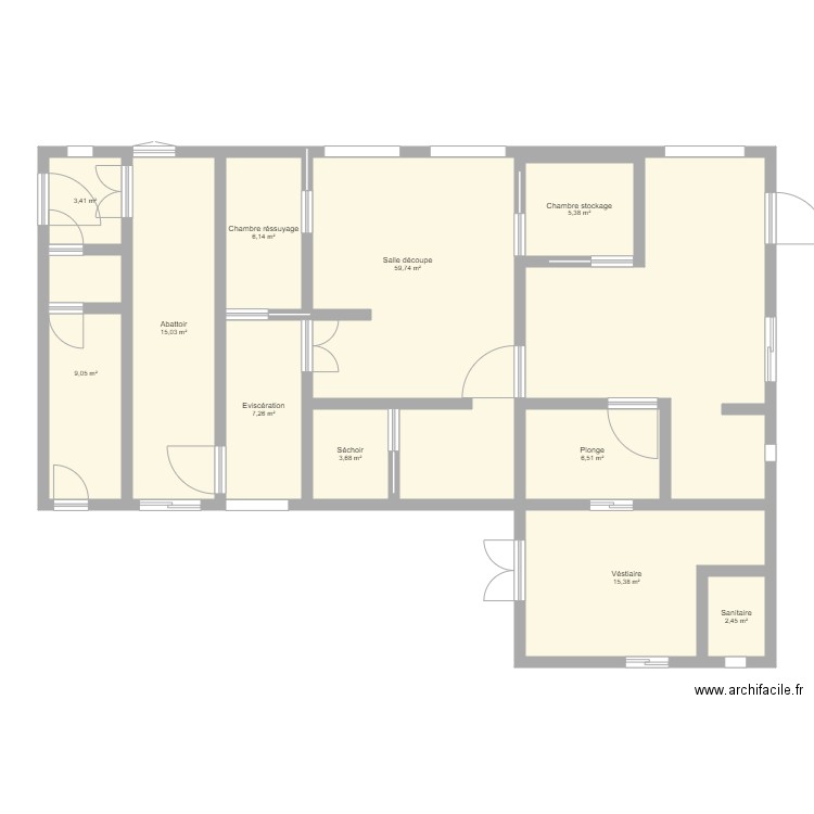 Plan laboratoire aux cotes. Plan de 11 pièces et 134 m2