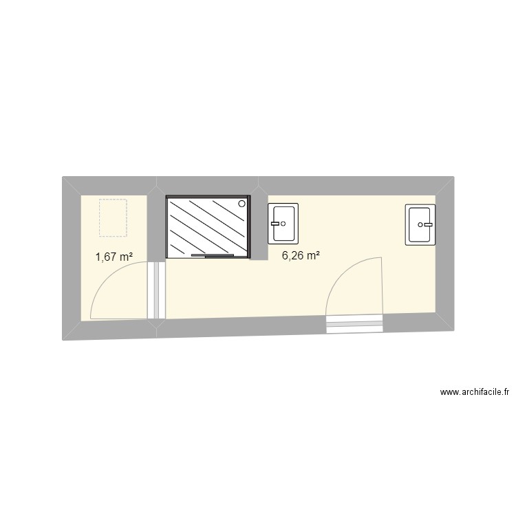 SDB 01. Plan de 2 pièces et 8 m2