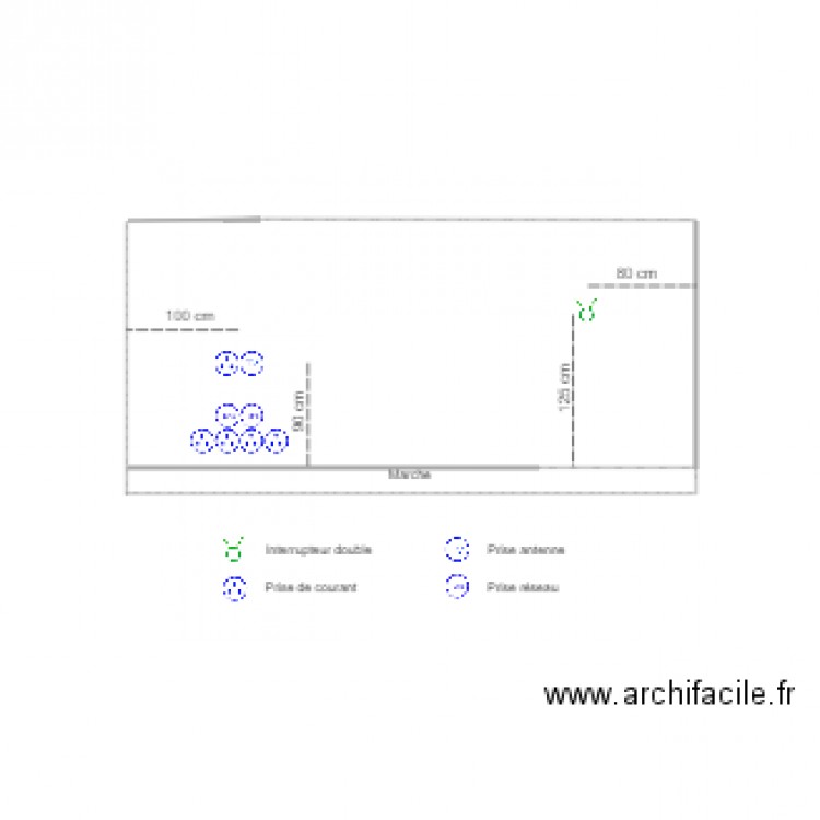 Plan électricité RDC mur ouest escalier. Plan de 0 pièce et 0 m2