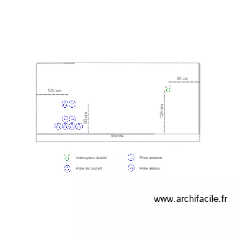 Plan électricité RDC mur ouest escalier. Plan de Plan électricité RDC mur ouest escalier. Plan de