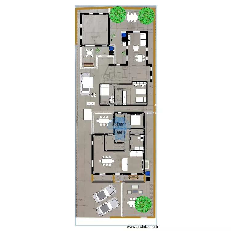 Casitas plan ensemble Jacques Claudia schifer porche. Plan de 