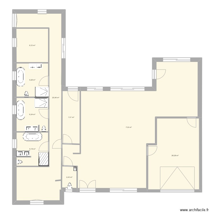 beaujour. Plan de 9 pièces et 172 m2