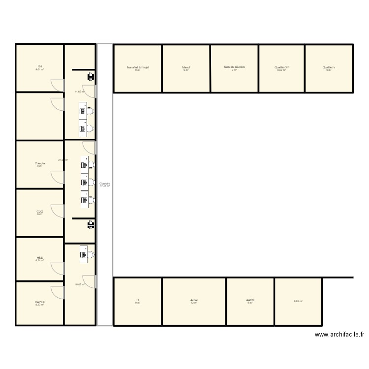 OS V2. Plan de 18 pièces et 188 m2