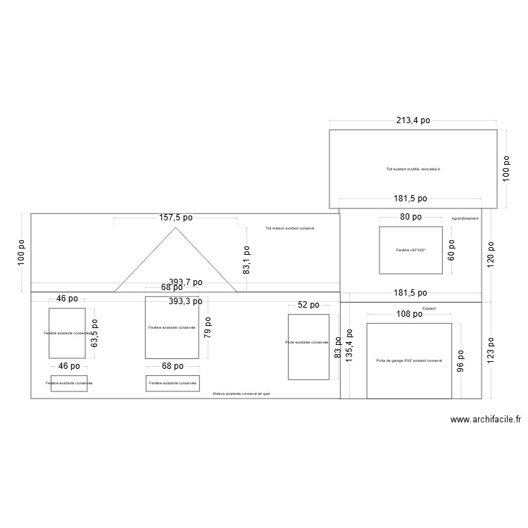 Agrandissement garage. Plan de 0 pièce et 0 m2