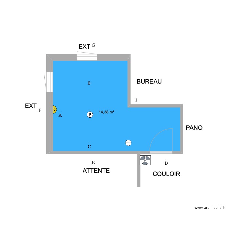 Dr BOURZAC cabinet 3. Plan de 1 pièce et 14 m2