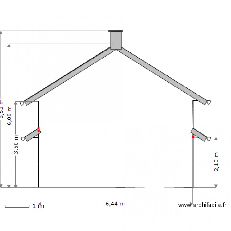 Facade Sud Ouest 50e. Plan de 0 pièce et 0 m2