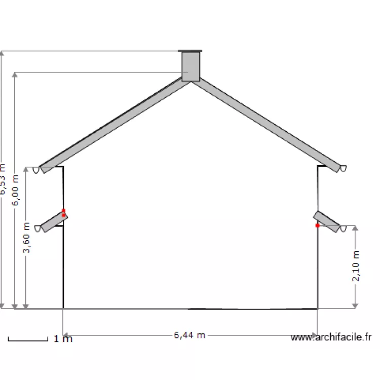Facade Sud Ouest 50e. Plan de 