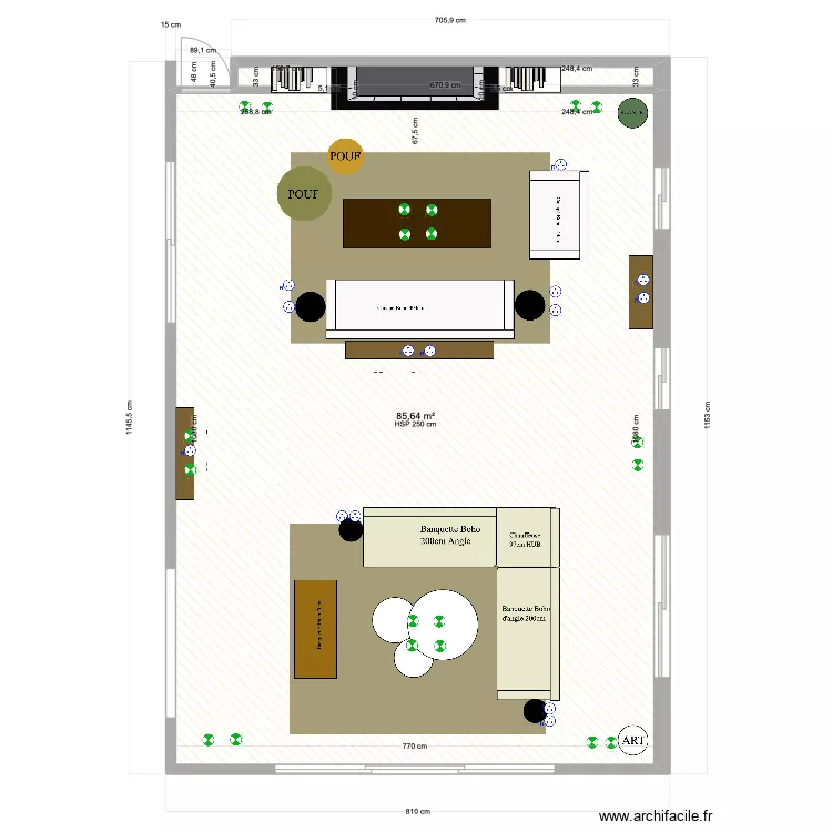 Salon - La R&eacute;mondi&egrave;re - V2 (b). Plan de 