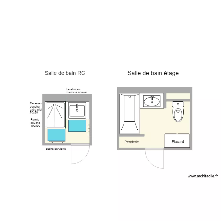 Crouesty salle de bain. Plan de 