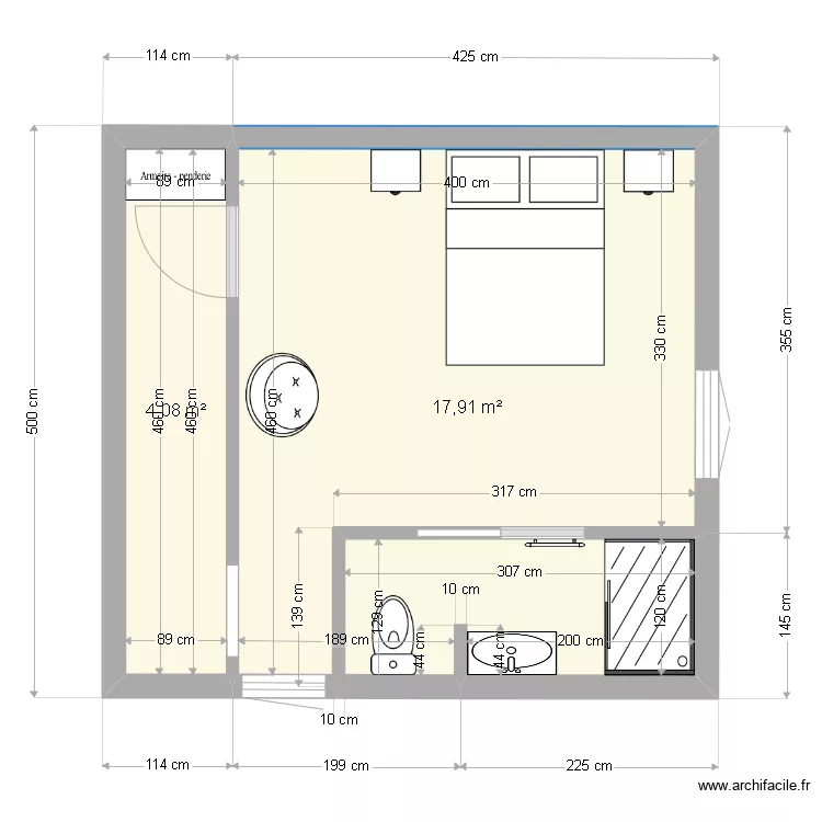 ANTIBES DUPLEX - chambre. Plan de 