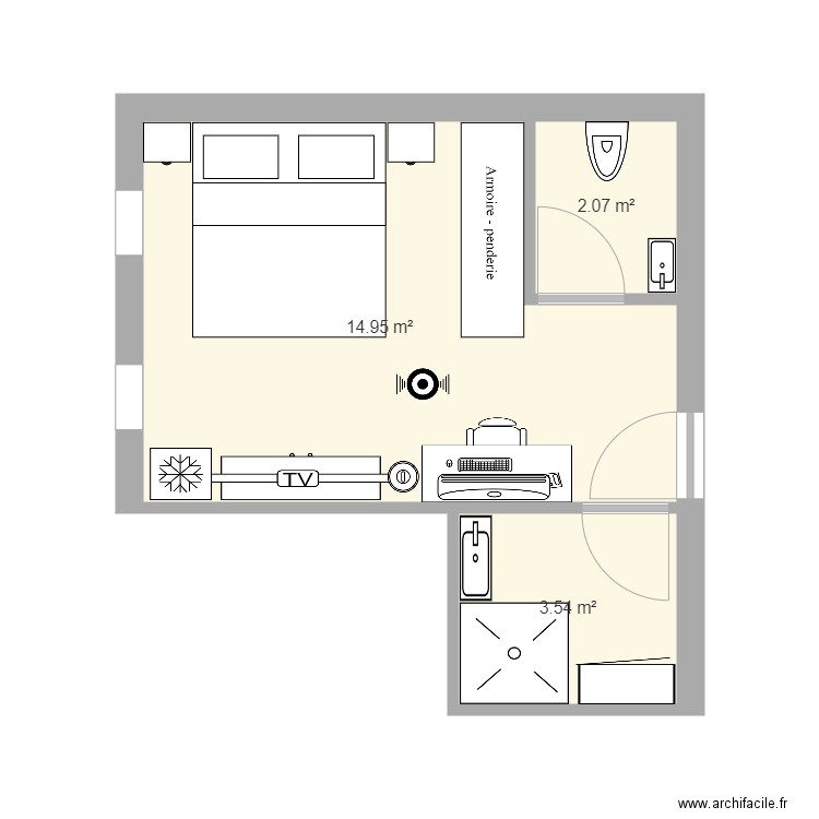 Cambre hôtel projet simple. Plan de 0 pièce et 0 m2