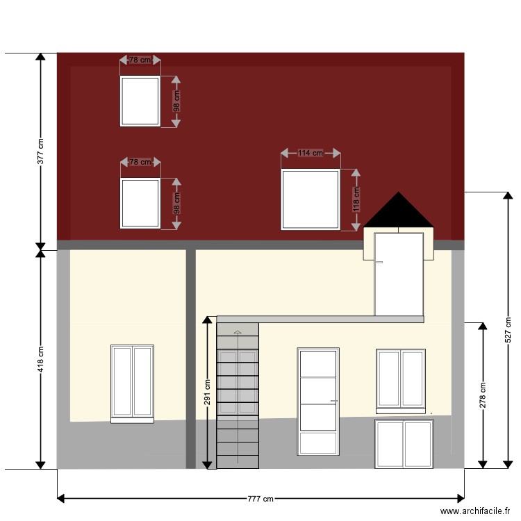 Plan de façade NORD Projet. Plan de 0 pièce et 0 m2