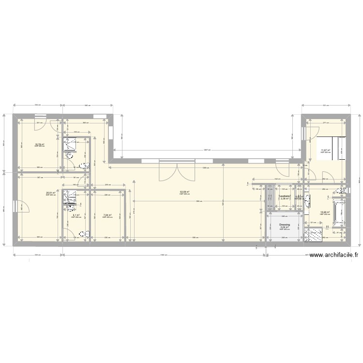 MAISON en U nouveau dessin -26 juillet. Plan de 11 pièces et 140 m2