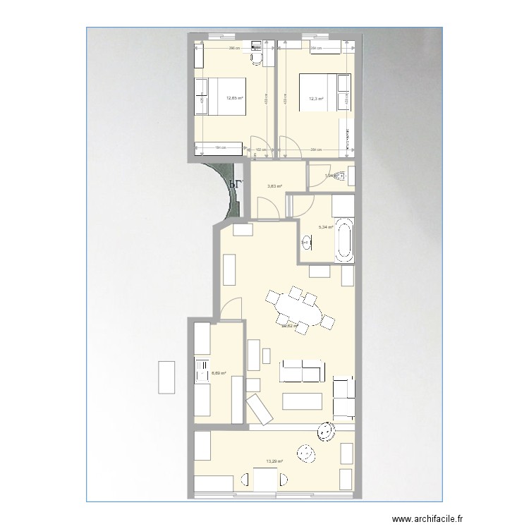 agrianthe. Plan de 8 pièces et 85 m2