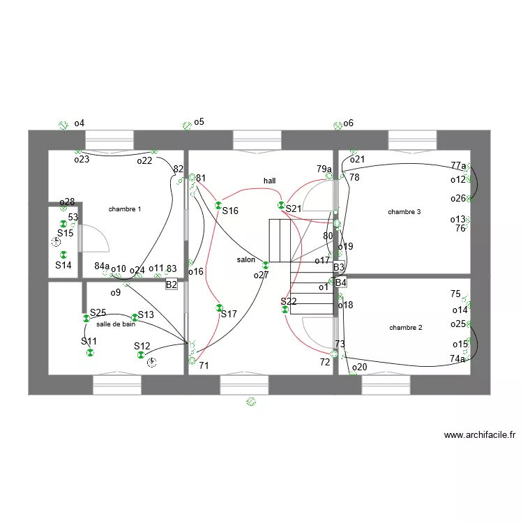 Eclairage logement 3 1er Etage. Plan de 