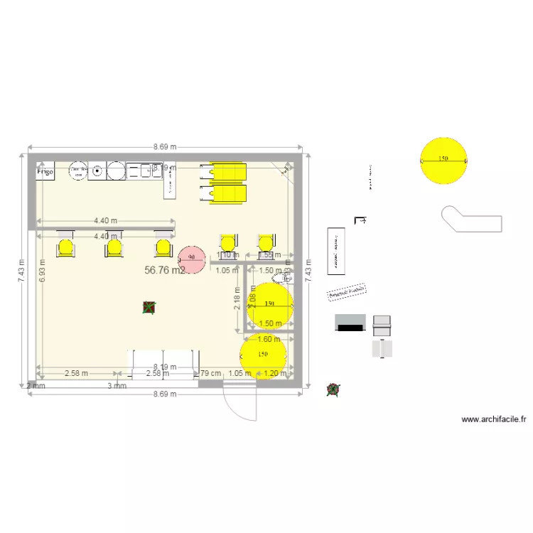 SALON TEST 3. Plan de 