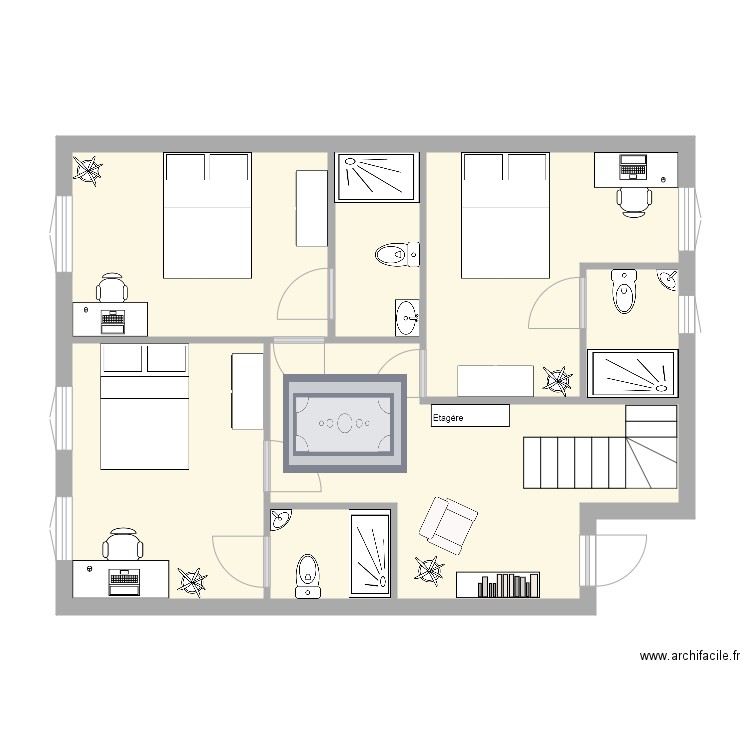 1er etage maison coliving. Plan de 0 pièce et 0 m2