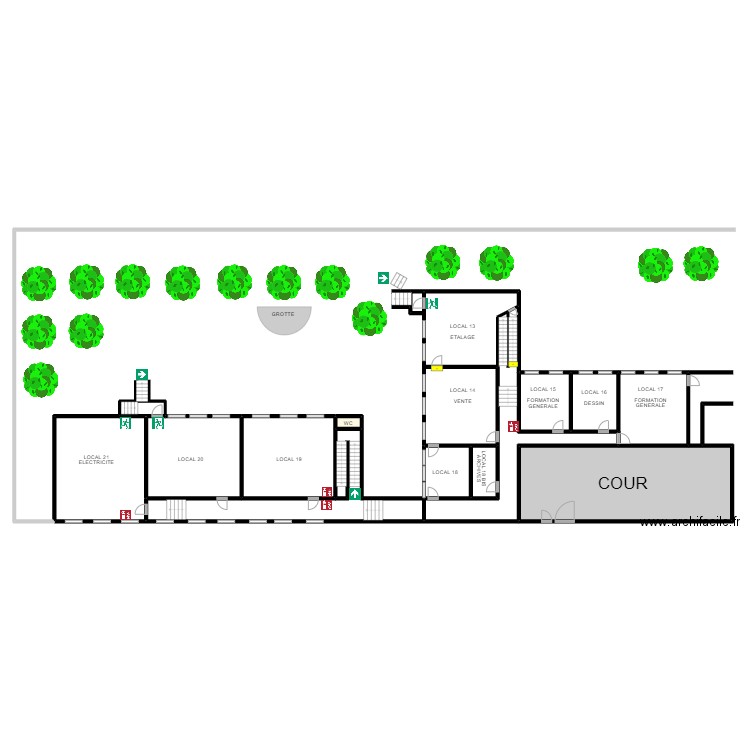 CEFAniveau1. Plan de 14 pièces et 366 m2