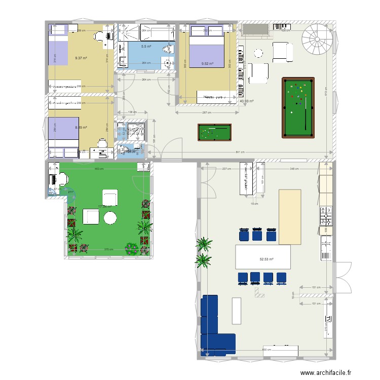 plan hésingue actuel rdc cuisine salon dans extention decors. Plan de 0 pièce et 0 m2