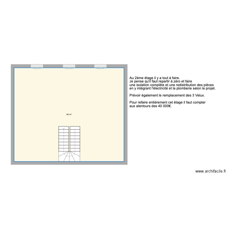 Saint Nic 2ème étage. Plan de 1 pièce et 66 m2