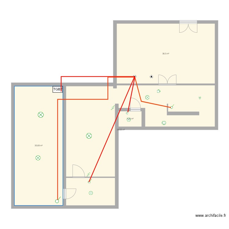 maison elec. Plan de 4 pièces et 132 m2