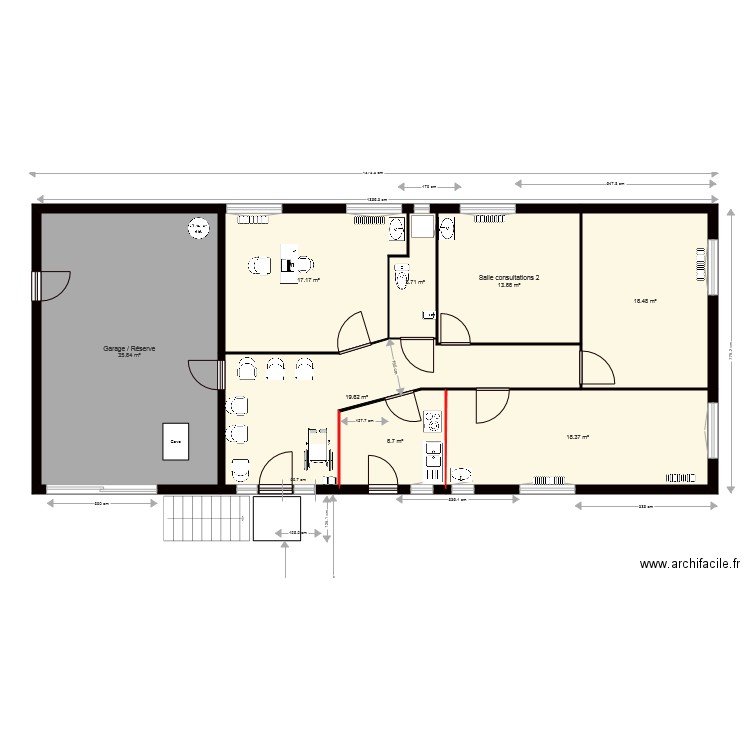 Plan 4 salles 1. Plan de 0 pièce et 0 m2