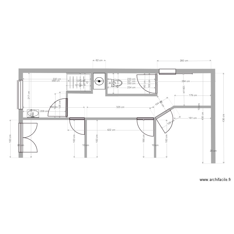 Sanitaire Jacques avec Cotation. Plan de 0 pièce et 0 m2