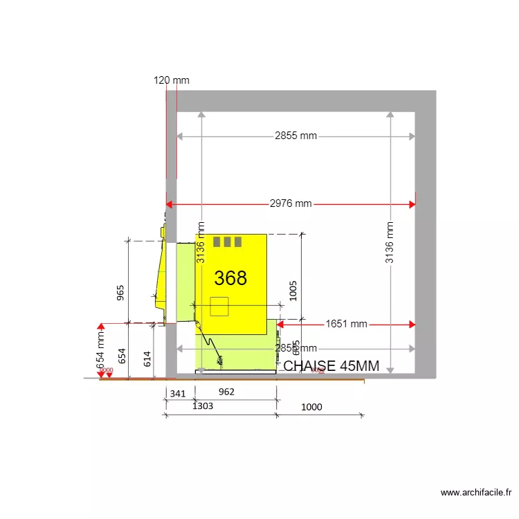 COUPE EXISTANT CORDERIE 368 1368RDC11175. Plan de 