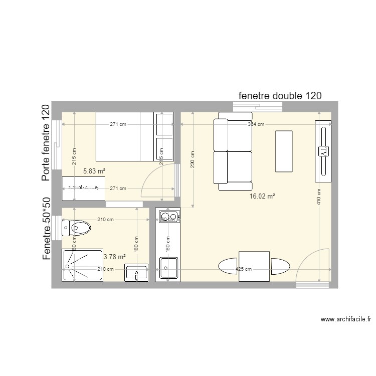 studio. Plan de 0 pièce et 0 m2