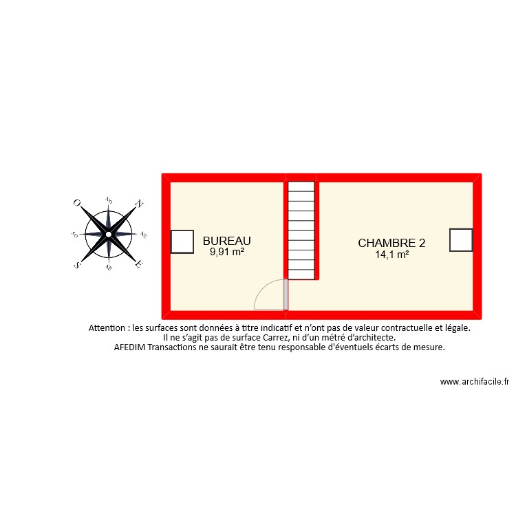 BI9423 ETAGE 2. Plan de 3 pièces et 26 m2