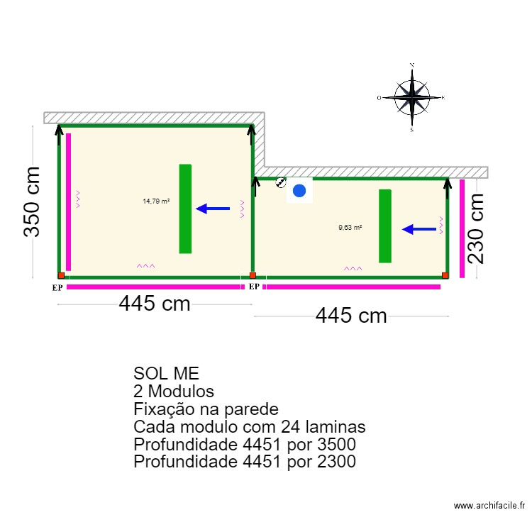 Robert Grey - Santa Luzia. Plan de 2 pièces et 24 m2