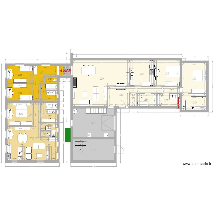 maison appart 1 ch décalé. Plan de 0 pièce et 0 m2