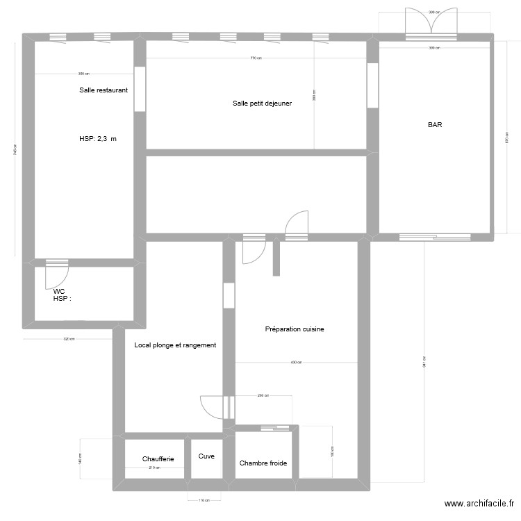 Pierrefitte - restaurant. Plan de 7 pièces et 163 m2