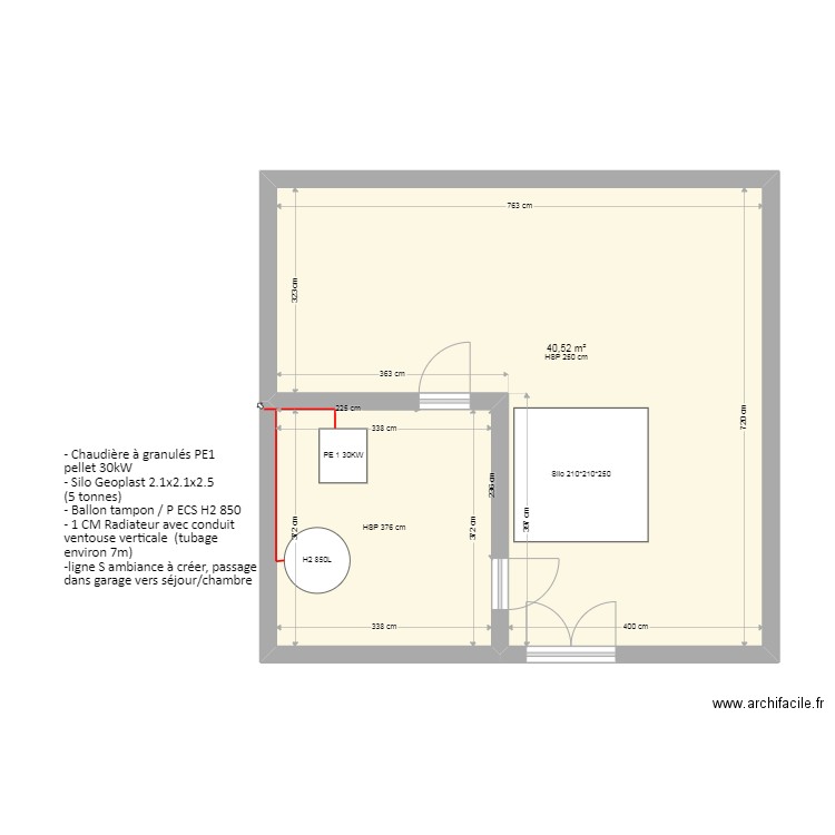 TRABU-CUSSAC. Plan de 2 pièces et 53 m2