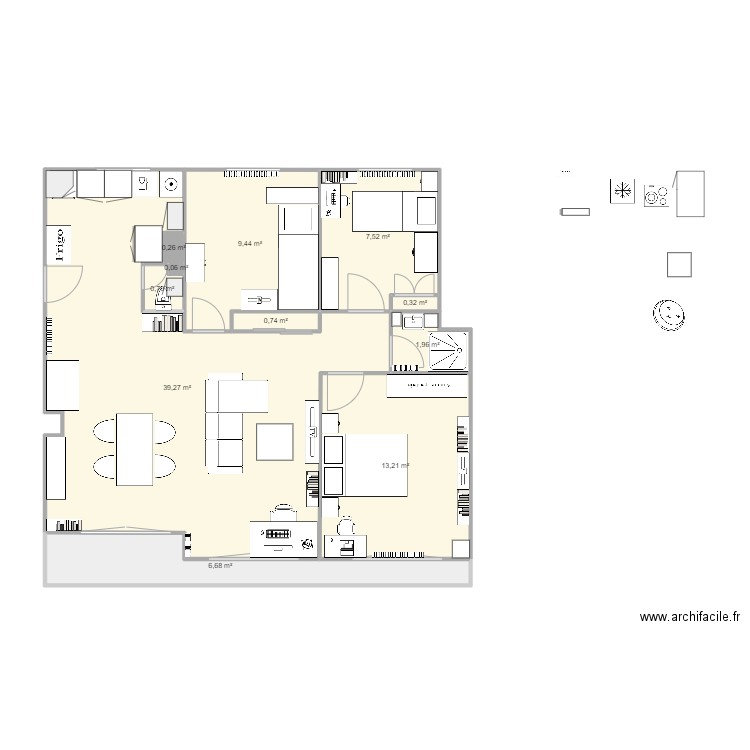 appart avec modif. Plan de 0 pièce et 0 m2