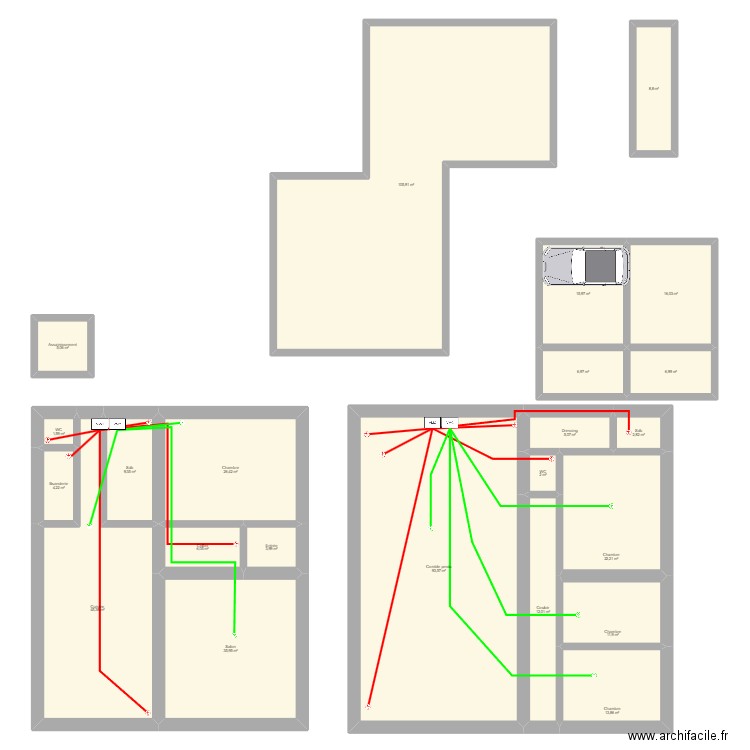 Maison complète. Plan de 23 pièces et 462 m2