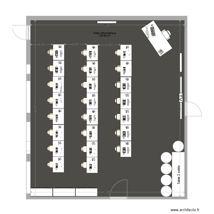 Plan salle informatique configuration 6. Plan de 0 pièce et 0 m2