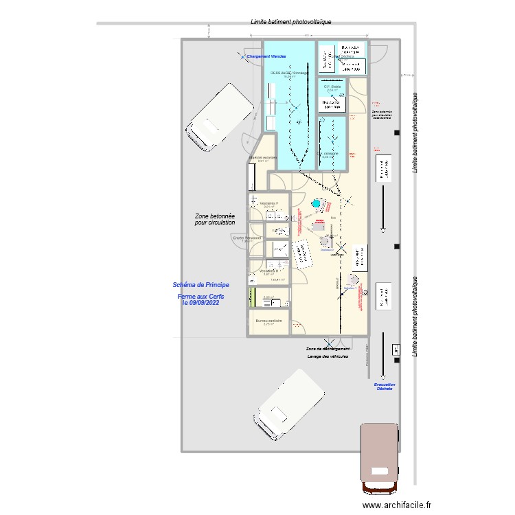 Ferme aux cerfs 015. Plan de 14 pièces et 221 m2