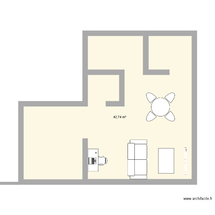 plan appart. Plan de 1 pièce et 43 m2