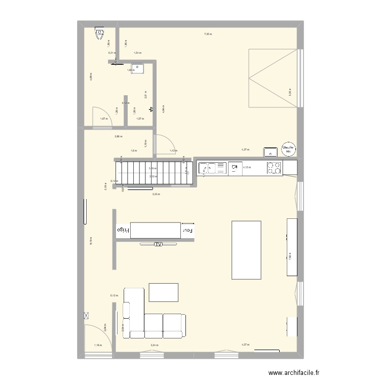 rdc abaucourt. Plan de 2 pièces et 115 m2