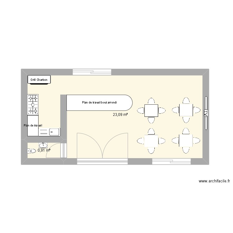 plant 4. Plan de 2 pièces et 24 m2