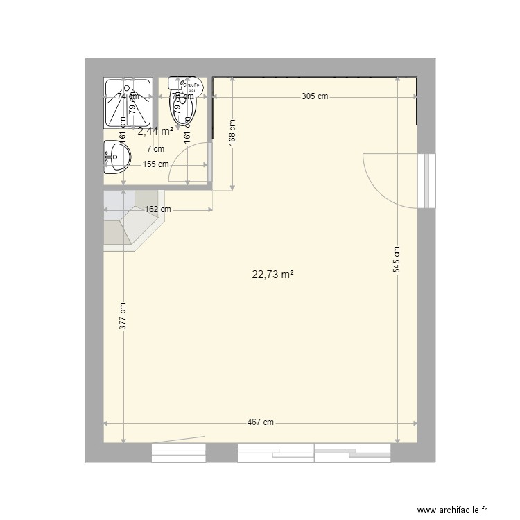 STUDIO . Plan de 0 pièce et 0 m2