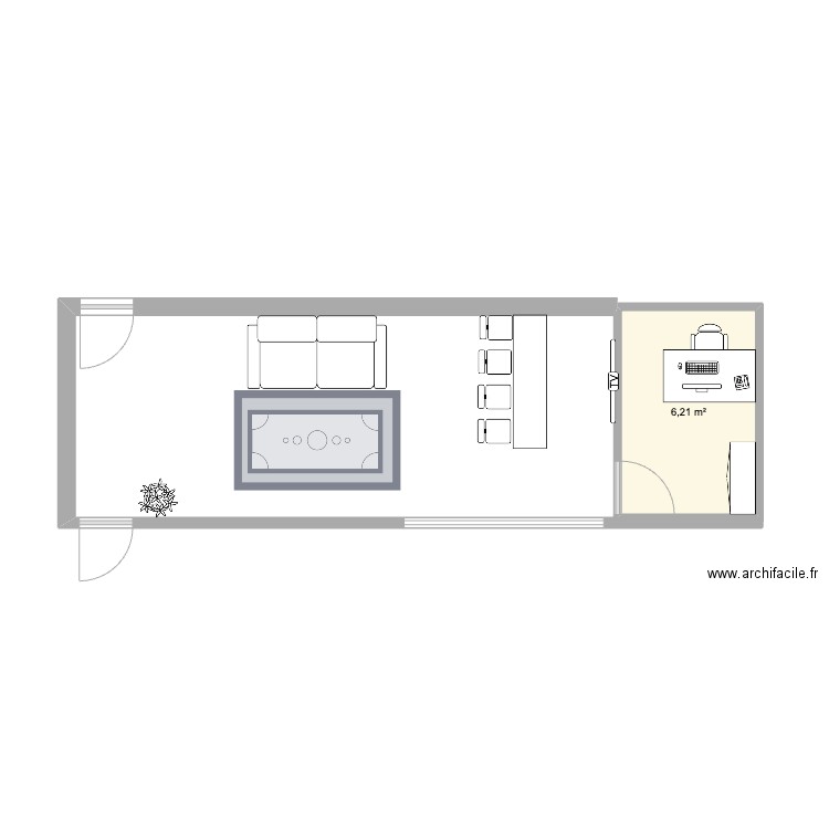 Plan nouveau bureau. Plan de 1 pièce et 6 m2